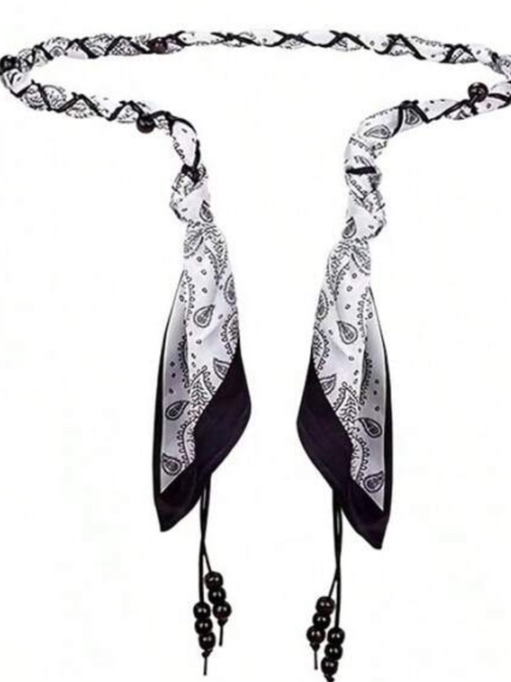 Stylish Black & White Paisley Scarf Belt - Women's Accessory